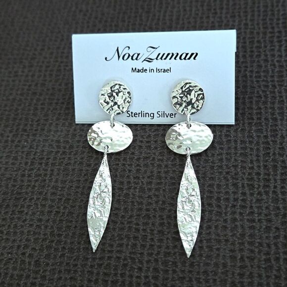 Zuman Jewelry - Noa Zuman Silver🤍 Hammered🔨 Geometric📐 Dangle Earrings